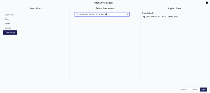 Driver Badge Filter