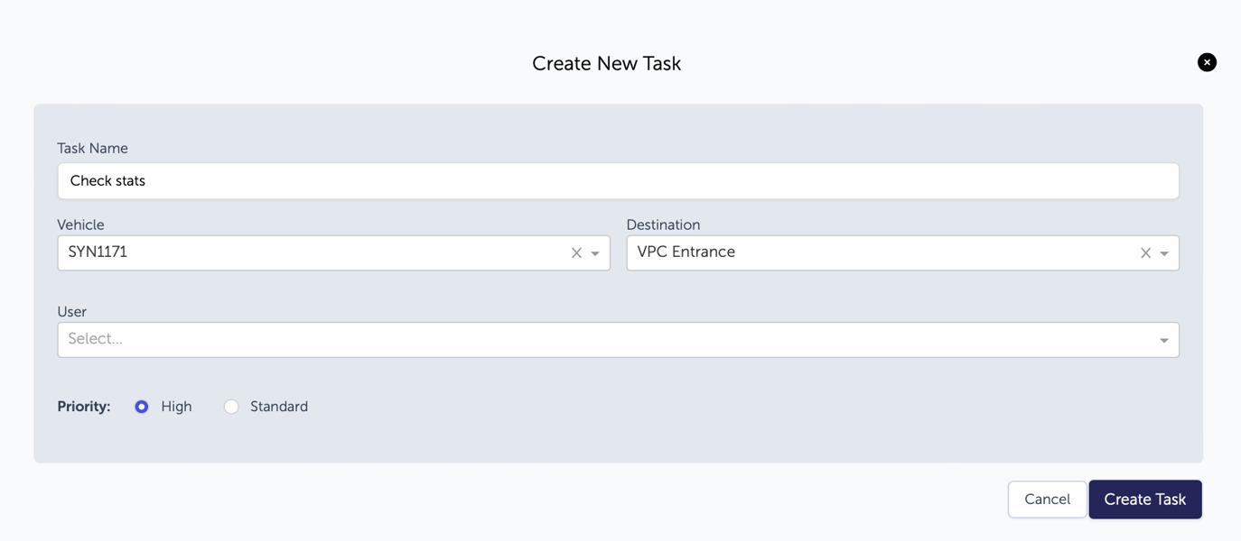 Creating a New Vehicle Task