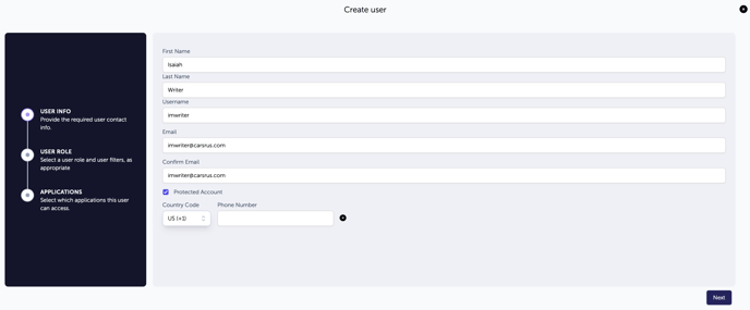Create User user info