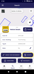 Vehicle Events button
