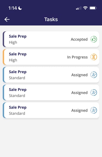 Managing Tasks on the Android Mobile App