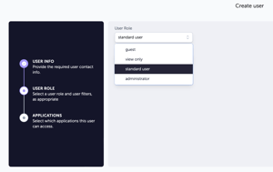 Create User Roles drop down list to select role