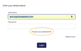 Forgot PW login page